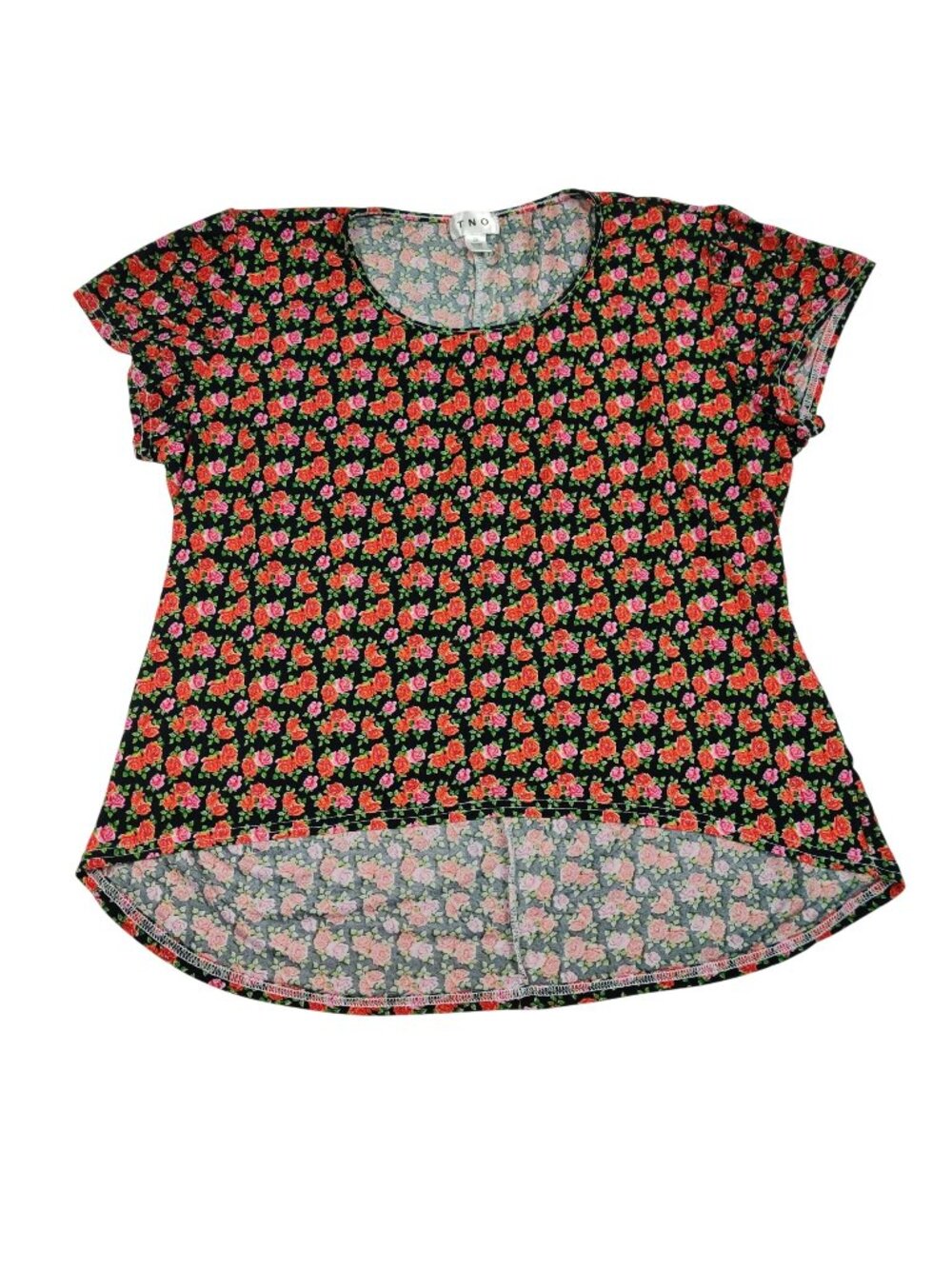 TNO Floral Roses Top Plus 2X Hi Low Multi Feminine Romantic Fairy Grunge Indie